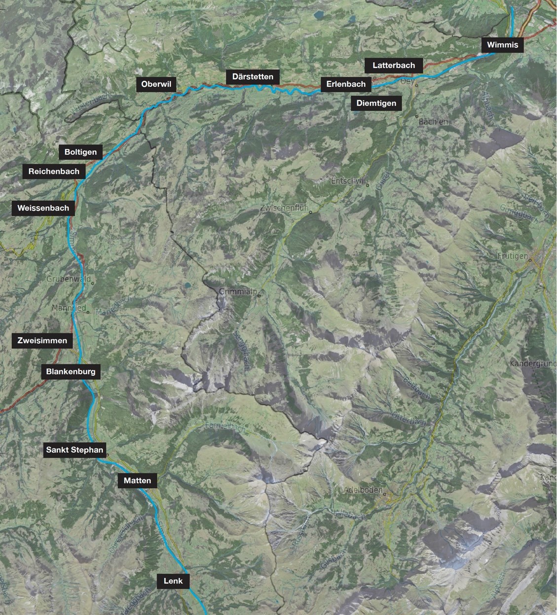 Gewässerrichtplan Simme, Copyright Tiefbauamt des Kantons Bern